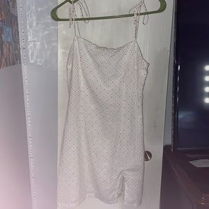 White dress with red polka dots